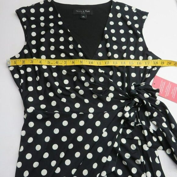 Truth & Fable Sleeveless A Line Dress Women's Size XL Black White Polka Dot - Picture 7 of 12